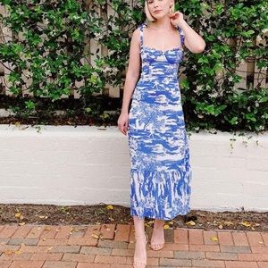 Maxi blue print Reformation dress